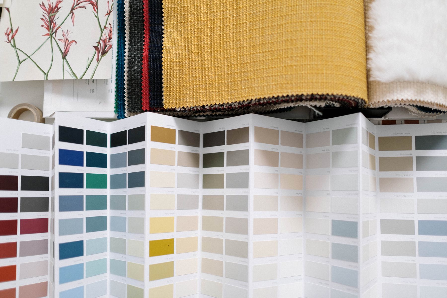 Fabric samples and colour palette for product development